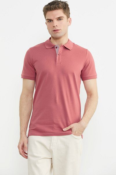 Sementa Μπλουζάκι με κοντό μανίκι Dusty Rose Polo γιακά