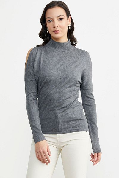 Sementa Pulover din tricot cu detaliu pe umeri - Gri închis