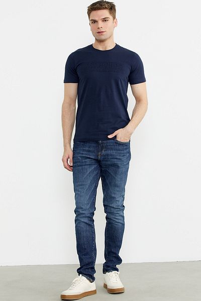 Sementa Βαμβακερό T-shirt με ανάγλυφη λεπτομέρεια εκτύπωσης - Navy Blue