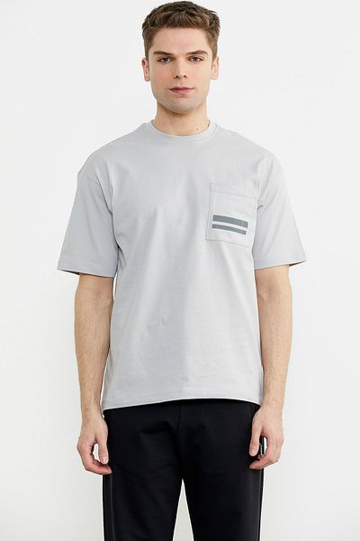 Sementa Βαμβακερό μπλουζάκι Crew Neck Oversize - Ανοιχτό Γκρι