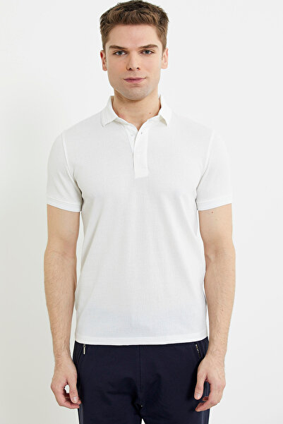 Sementa Футболка з коміром-поло в комбінованих кольорах - біла