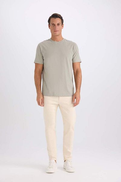 DeFacto Νέα σεζόν Νέα κανονική εφαρμογή Crew Neck Basic μονόχρωμο μπλουζάκι με κοντό μανίκι από 100% βαμβάκι