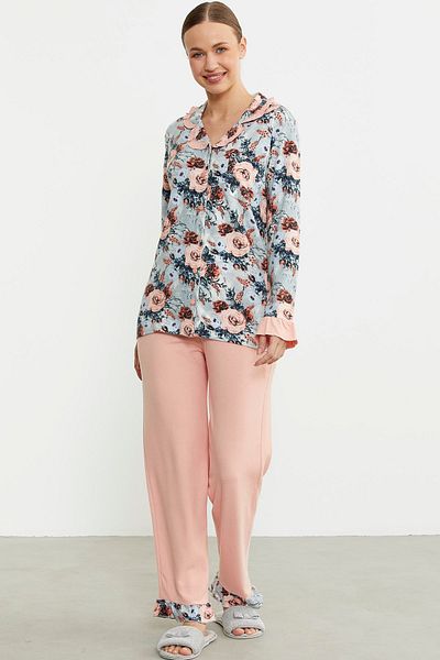 Sementa Soft Spring Buttoned Pajama Set - Salmon