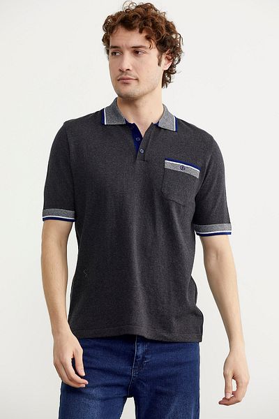Sementa Πλεκτό T-Shirt Koton με Συνδυασμό Χρωμάτων Τσέπης - Anthracite