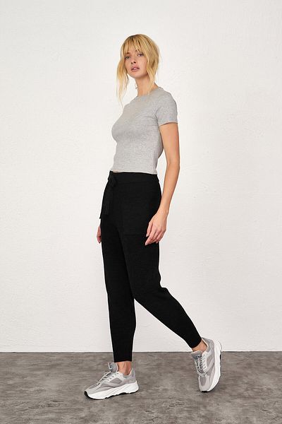 Sementa Women's Lace-Up Pocket Knitwear Trousers - Black