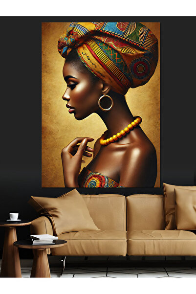 karizmart Afrikalı Kadın Portresi Dekoratif Kanvas - Mdf Ahşap Tablo
