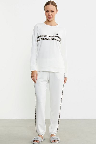Sementa Costum de pijama Jogger cu dungi leopard - Bone