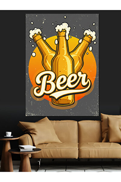 KanvasSepeti Pictură în ulei cu design de sticlă de bere și spumă, texturată,...