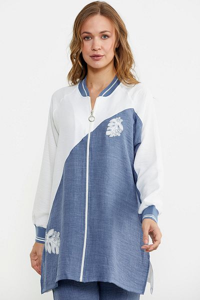 Sementa Set tunică brodată cu închidere cu fermoar - Indigo