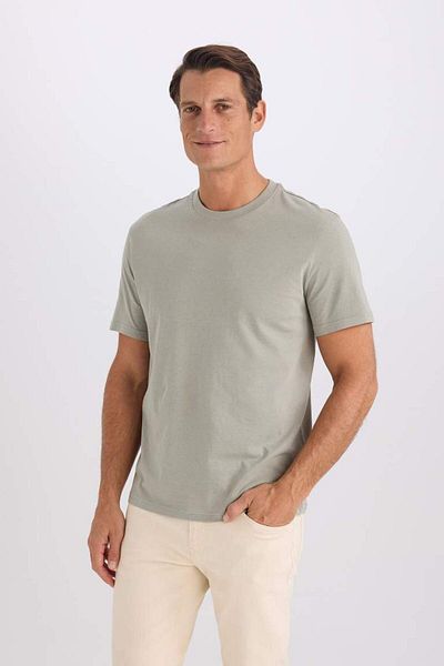 DeFacto Nou sezon Nou tricou cu mânecă scurtă, 100% bumbac, cu decolteu rotund, cu croiala normală