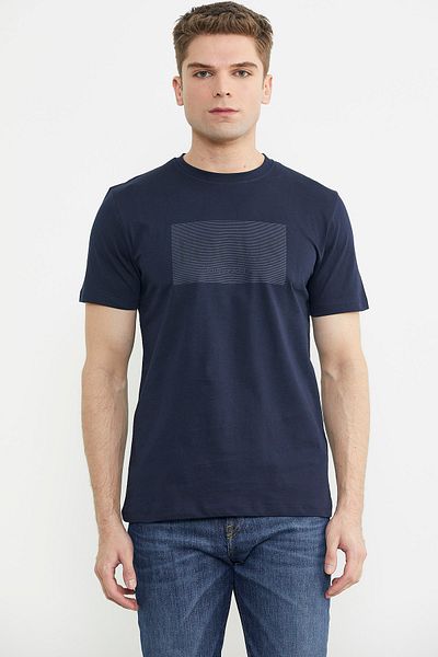 Sementa Βασικό T-Shirt Crew Neck Printed - Navy Blue
