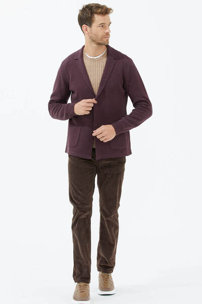 Sementa Polo Yaka Düğmeli Triko Ceket - Gül