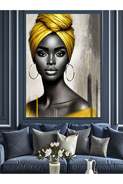 karizmart Afrikalı Kadın Portresi Dekoratif Kanvas - Mdf Ahşap Tablo