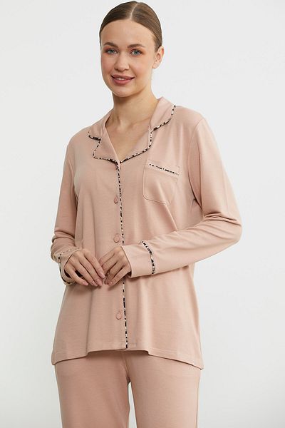 Sementa Solid Color Shirt Set - Salmon Model Pajamas