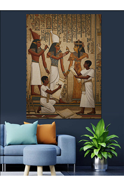 KanvasSepeti Αρχαία αιγυπτιακή εικόνα τοίχου Διακοσμητική ελαιογραφία με υφή ...