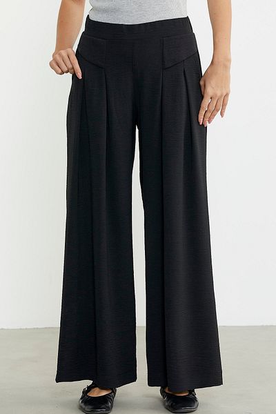 Sementa Black Flared Loose Cut Crepe Trousers