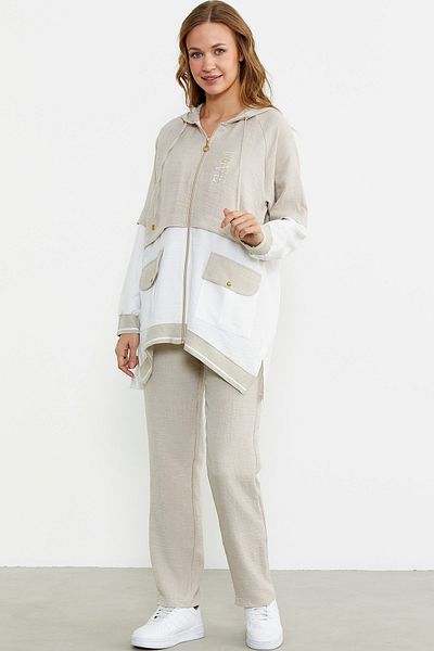 Sementa Color Transition Block Tunic Suit - Stone Column