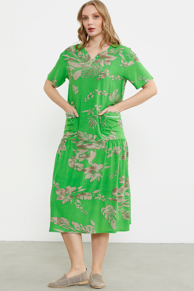 Sementa Green Draped Dress - Comfortable Fit
