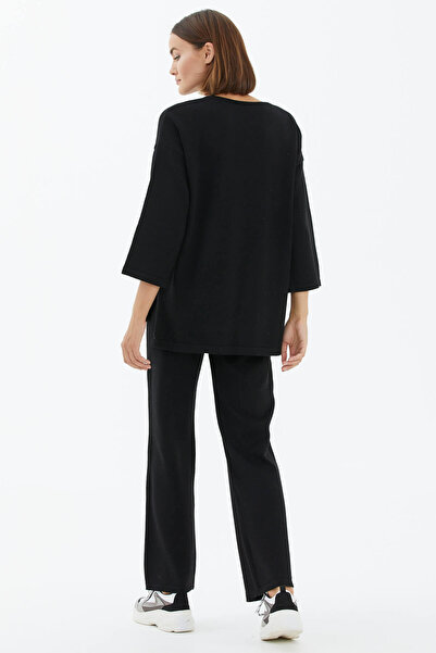 Sementa V-Neck Double Knitwear Set - Black