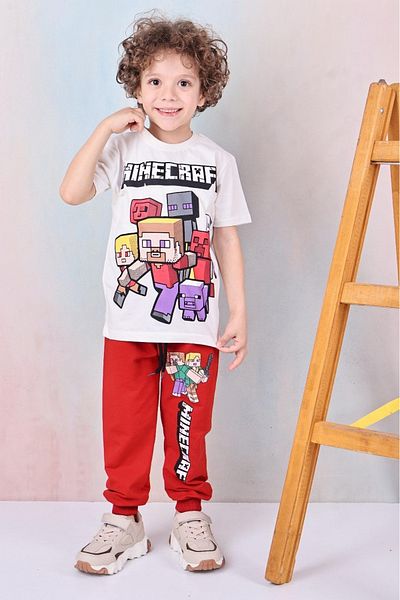 Arya Nisa Kids Boy's Printed Red Top and Bottom Set