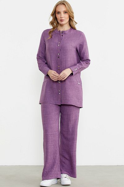 Sementa Purple Linen Look Shirt and Pants Set