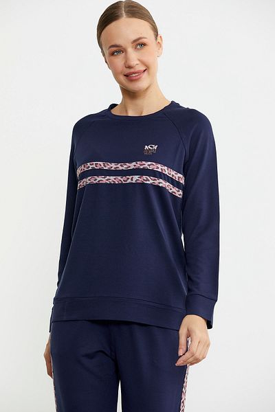 Sementa Costum de pijama Jogger cu dungi leopard - bleumarin