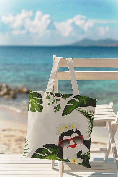 AYSHOME Ays Home Πράσινη Φύλλα με φερμουάρ υφασμάτινη τσάντα αγορών παραλίας
