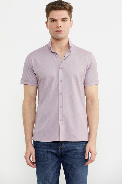Sementa Κοντό μανίκι Slim Fit Βαμβακερό - Ανοιχτό λιλά