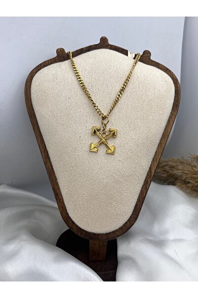 Yıldız Accessory Gold Detailed X Arrow Steel Necklace