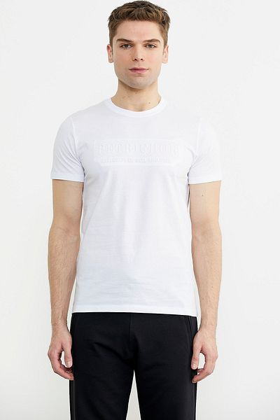 Sementa Βαμβακερό T-shirt με ανάγλυφη λεπτομέρεια εκτύπωσης - Λευκό