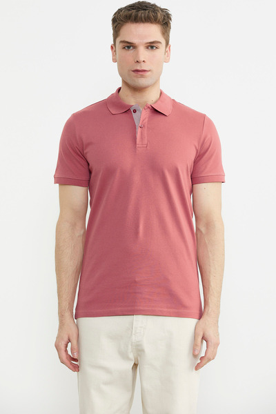 Sementa Dried Rose Polo Neck Short Sleeve T-Shirt
