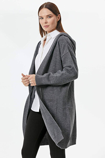 Sementa Hooded Long Knitwear Cardigan - Dark Gray