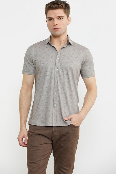 Sementa Slim Fit Mink χτενισμένο βαμβακερό πουκάμισο