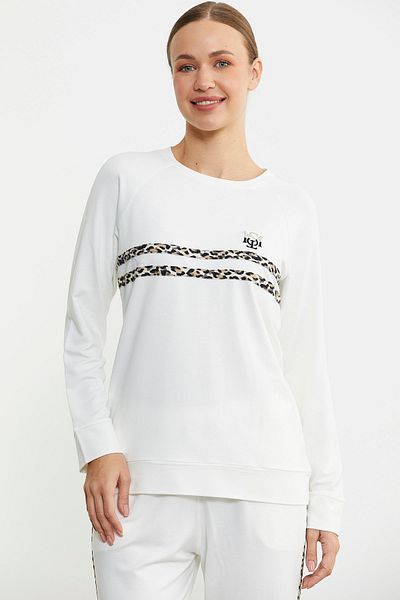 Sementa Costum de pijama Jogger cu dungi leopard - Bone