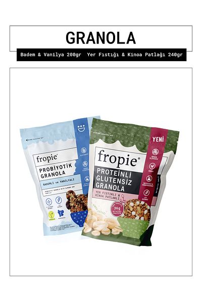 FROPİE Fropie Almond Vanilla and Protein Gluten Free Groundnut Quinoa Granola Package