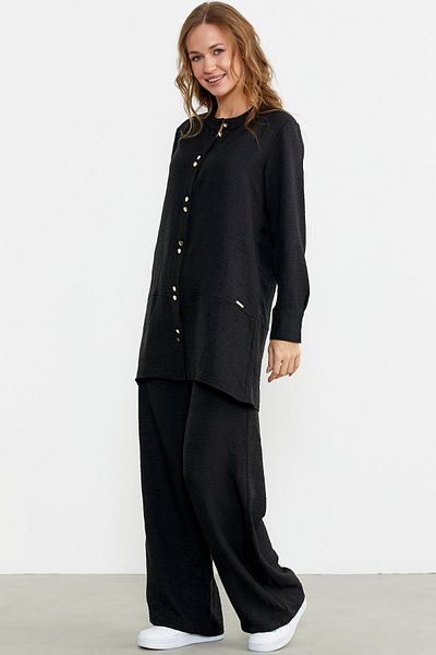 Sementa Linen Shirt - Black, Pantalon Set