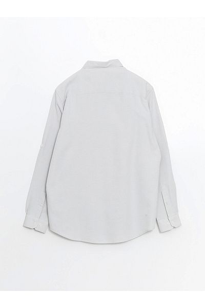 LC Waikiki Ανδρικό μακρυμάνικο πουκάμισο Dobby LCW Vision Grey Slim Fit
