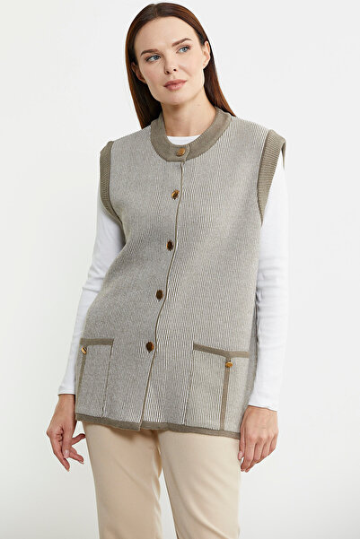 Sementa Γιλέκο Πλεκτό Καφέ Μαλλί - Διπλό Χρώμα Μαλλί