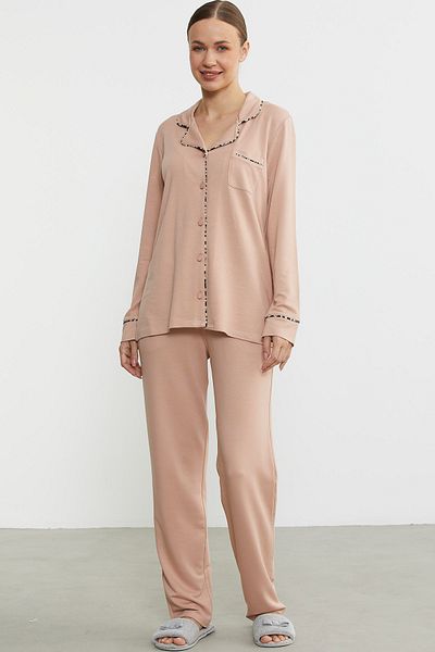 Sementa Solid Color Shirt Set - Salmon Model Pajamas