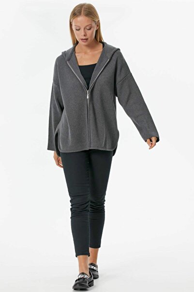 Sementa Трикотажна куртка з капюшоном на блискавці з металевою сіткою - темно-сіра