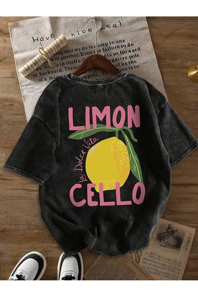 Touz Moda Unisex oversize tričko s potiskem Lemon Cello