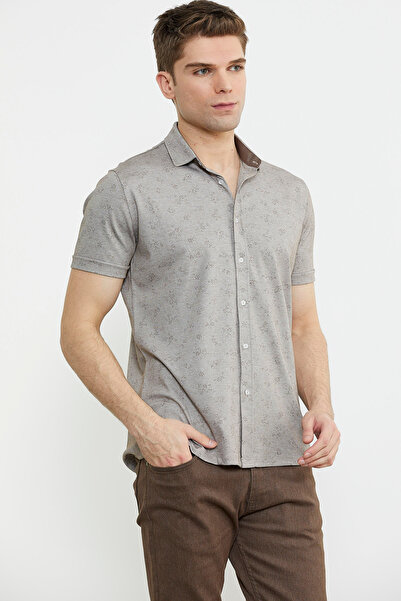 Sementa Slim Fit Mink χτενισμένο βαμβακερό πουκάμισο