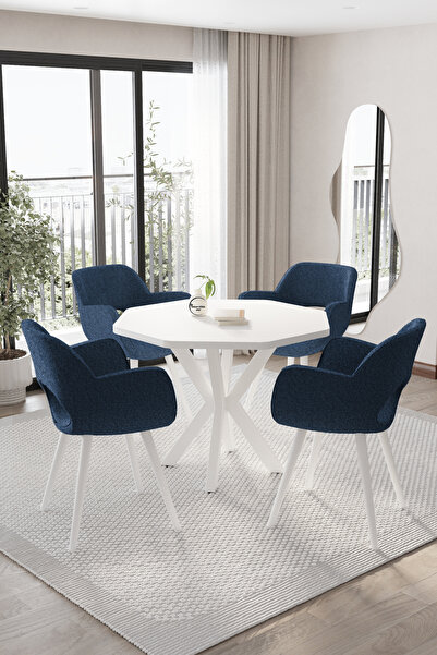 BY ORHAN GÜZEL MUTFAK MASASI TAKIMI YEMEK MASASI TAKIMI 4 KİŞİLİK YUVARLAK WE...