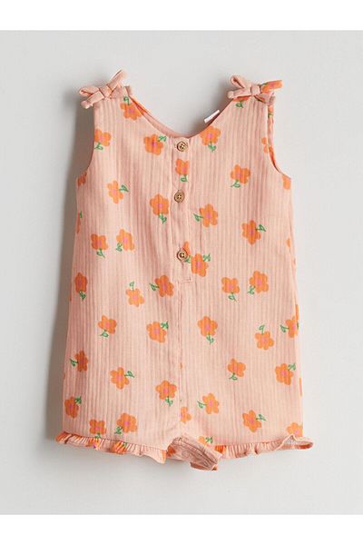LC Waikiki Lcw Baby V-Neck Baby Girl Muslin Jumpsuit