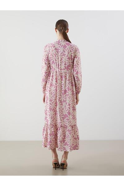 LC Waikiki LCW Modest Judge Collar Květinové dámské košilové šaty