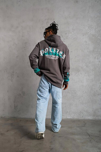 velmorafashion سترة فيلمورا بريميوم أفل مطبوع بغطاء رأس - رمادي