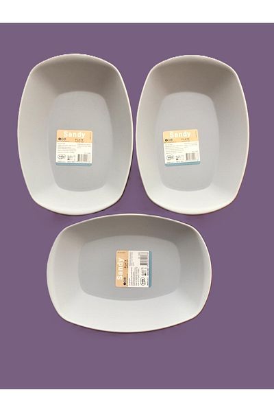 HOBBY LİFE 3-Piece Sandy Plate Oval Boat Plate -11,7 X 17 X 3,5 (H) cm / Gray - 03 1268