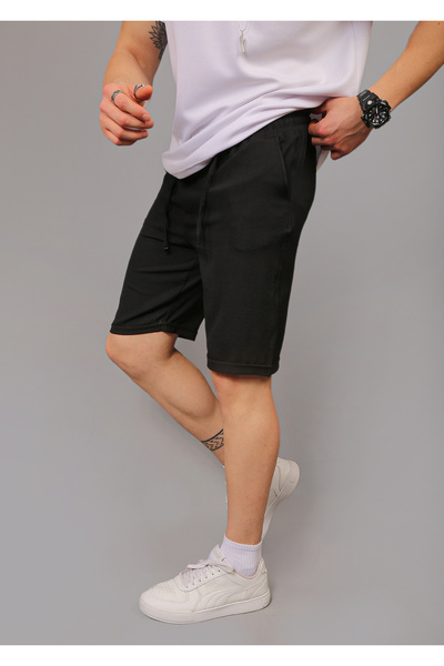 EydaMoon Men's Lycra Elastic Waist Buttoned Back Pocket Zippered Jogger Bermuda & Shorts