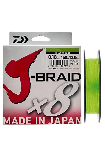 daiwa J-Braid 8X Chartreuse 150 mt 0.18 mm İp Misina