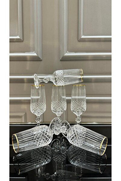 Vakıf home BOHEMIA CRYSTAL KESME EL İŞİ GOLD AYAKLI KAHVE YANI SU BARDAĞI